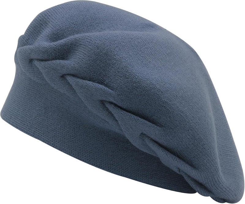 ZLYC French Beret hat, Reversible Solid Color Knit Warm Beret Cap for Womens Girls - Image 1